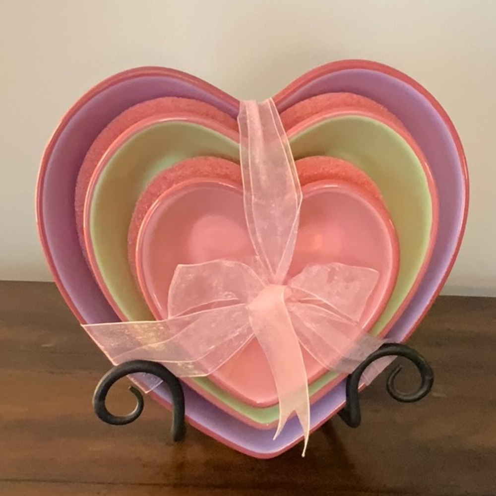 CLOSEOUT - Set of 3 Heart Shape Ceramic Bowls